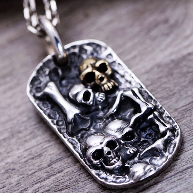 Vintage 925 Silver Terror Death Valley Skull Pendant No Chain